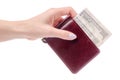 Money dollar clip for money purse in hand Royalty Free Stock Photo