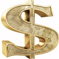 money dollar in a gold dollar sign logo