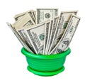 Money dollar grows in a flowerpot isolated. png transparent Royalty Free Stock Photo