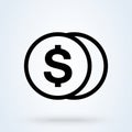 Money or dollar, payment sign icon or logo. Coin with dollar concept. Cash and money vector illustration