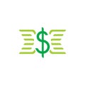 Money dollar symbol wings logo vector