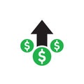 Money dollar up arrow, growth finance graphic - concept icon design. Success sign. Vector illustration. Royalty Free Stock Photo