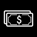 Money dollar vector icon. Black and white cash illustration. Outline linear banking icon. Royalty Free Stock Photo