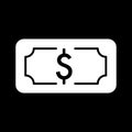 Money dollar vector icon. Black and white cash illustration. Solid linear banking icon. Royalty Free Stock Photo