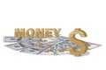 Money. Dollars. American money sign, hundred dollar bills on white background. Design for a poster Royalty Free Stock Photo