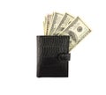 Money dollars in a black wallet