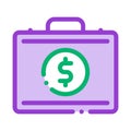 Money Dollars Case Icon Vector Outline Illustration