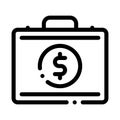 Money Dollars Case Icon Vector Outline Illustration