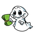 Money dollars cast finance ghostly cartoon illustration