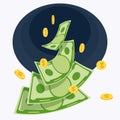 Money, dollars fly into a black hole. Economic crisis. Royalty Free Stock Photo