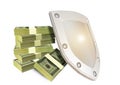 Money dollars protect protection safety insurance shield - 3d rendering