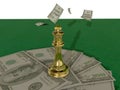 Money dollars win play luck strategy golden king - 3d rendering