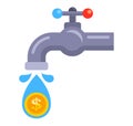 money dripping from the faucet. Royalty Free Stock Photo