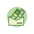 Money in envelope colorful icon