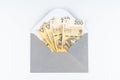 Money in envelope. The concept of salary, bribe, loan, debt, win, gift. Polish zlotys in envelope. Polish currency Royalty Free Stock Photo