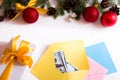 Money in an envelope, gift box with a golden bow Royalty Free Stock Photo