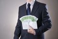 Money in an envelope in the hands of men Royalty Free Stock Photo