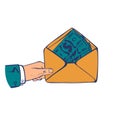 Money in envelope hold in hand businessman vector Royalty Free Stock Photo