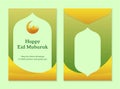 Money envelope template design for Islam eid al fitr mubarak celebration gift. Front and back side envelope design