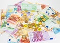Money euro banknotes and coins finance objects