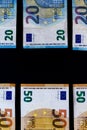 Money Euro value banknotes, European Union payment system