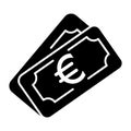 Money euro vector icon. Black and white cash illustration. Solid linear banking icon. Royalty Free Stock Photo