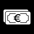 Money euro vector icon. Black and white cash illustration. Solid linear banking icon. Royalty Free Stock Photo