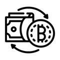 money exchange cryptocurrency globalization line icon vector illustration