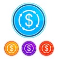 Money exchange dollar sign icon flat design round buttons set illustration design Royalty Free Stock Photo