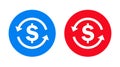 Money exchange dollar sign icon flat trendy round button set Royalty Free Stock Photo