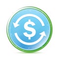 Money exchange dollar sign icon natural aqua cyan blue round button Royalty Free Stock Photo