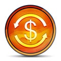 Money exchange dollar sign icon shiny bright orange round button illustration Royalty Free Stock Photo