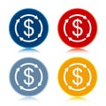 Money exchange dollar sign icon trendy flat round buttons set illustration design Royalty Free Stock Photo