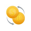 Money exchange icon. Banking and crypto currency sign. Bitcoin and Dollar Cash transfer symbol. Vector stock Royalty Free Stock Photo