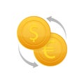 Money exchange icon. Banking currency sign. Euro and Dollar Cash transfer symbol. Vector stock illustration Royalty Free Stock Photo