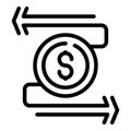 Money exchange icon outline vector. Passive income