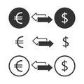 Money exchange simple icon. Banking currency sign. Euro and Dollar Cash transfer symbol. Vector Royalty Free Stock Photo