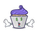Money eye blueberry cupcake mascot cartoon