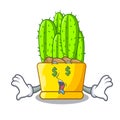 Money eye cereus cactus with flower buds cartoon