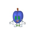 Money eye fruits prune character on white background