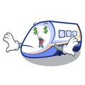 Money eye miniature shinkansen train in cartoon shape