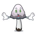 Money eye shaggy mane mushroom mascot cartoon