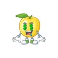 Money eye shape golden apple fruits for character mascot