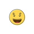 Money face smiley vector icon symbol emoticon isolated on white background