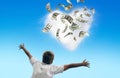 Money falling from the sky Royalty Free Stock Photo