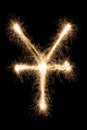 Sparkler yen symbol on black background Royalty Free Stock Photo