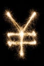 Sparkler yen symbol on black background Royalty Free Stock Photo