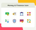 money and finance money icon icons set collection collections package white isolated background with color flat style Royalty Free Stock Photo