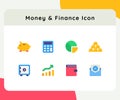 money and finance icon icons set collection collections package white isolated background with color flat style Royalty Free Stock Photo