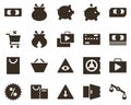 Money and finance icon set, misbalance, justice, scale. Investment, banking, money and finance icons